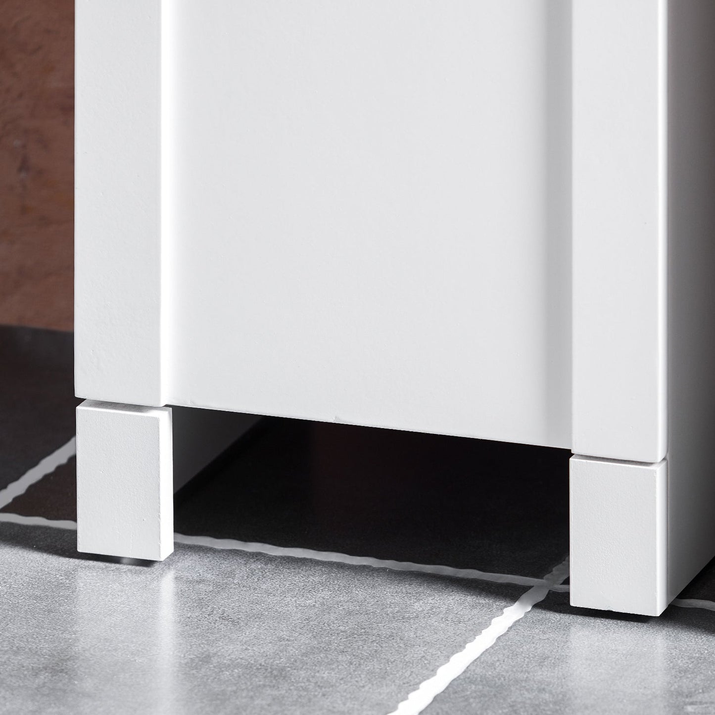 SoBuy BZR163-W Hoher Badezimmerschrank mit 2 Türen und 6 Fächern - Schmaler Aufbewahrungsschrank mit offenen Fächern - Weiß - 30x160x30 cm