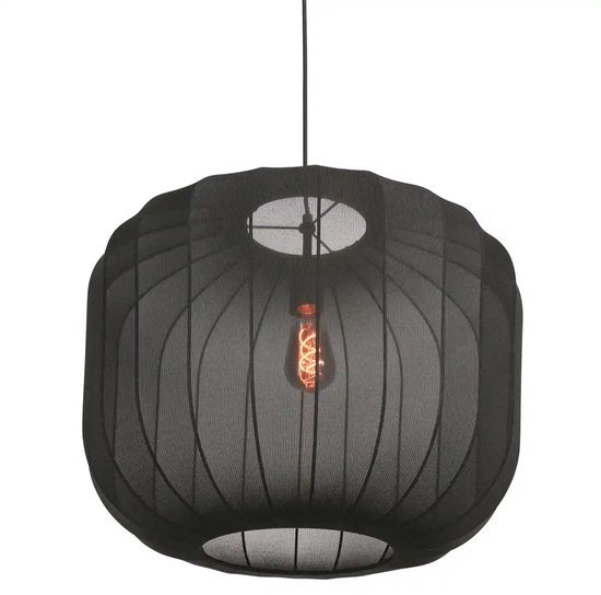 Anne Lighting – Hängeleuchte – Sable – schwarz – Leinen und Metall – Ø 55 cm – E27 – 4192ZW