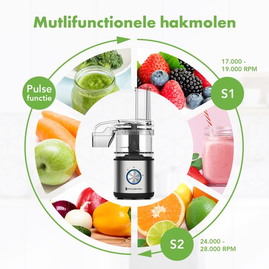 KitchenBrothers Küchenmaschine - Zerkleinerer - Gemüseschneider - 5-in-1 Multifunktionsmodell - Kompakte 0.5L Küchenmaschine - Zwiebelschneider - Schwarz