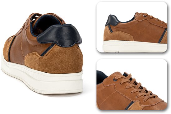 Milanoro - Stylische Herren Lederturnschuhe - Navy - Größe 44