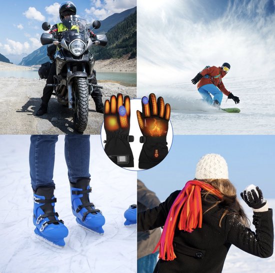 Qualitá® Beheizte Handschuhe - Wasserabweisend - Elektrische Handschuhe - Mit Touchscreen-Kompatibilität - Wintersport - Wiederaufladbar - Größe XL