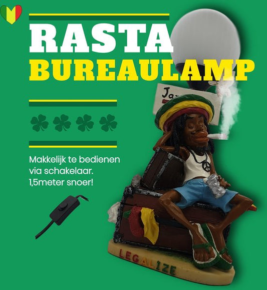 Weedzubehör rastafari Schreibtischlampe - witzige Reggae Rasta Weedzubehör Lampe auf Schrank 33 cm hoch 1,5 m Kabel inkl. Schalter | DirectedChoice