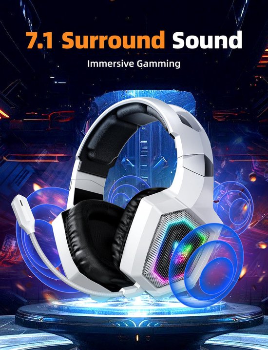 Onikuma GT806 Headset – kabelgebunden und kabellos, Kopfbügel, Gaming, Bluetooth, weiß