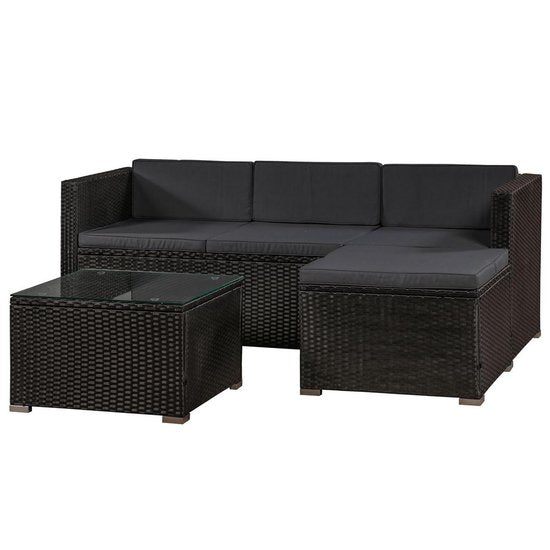 Polyrotan Lounge-Set Punta Cana L - Schwarz