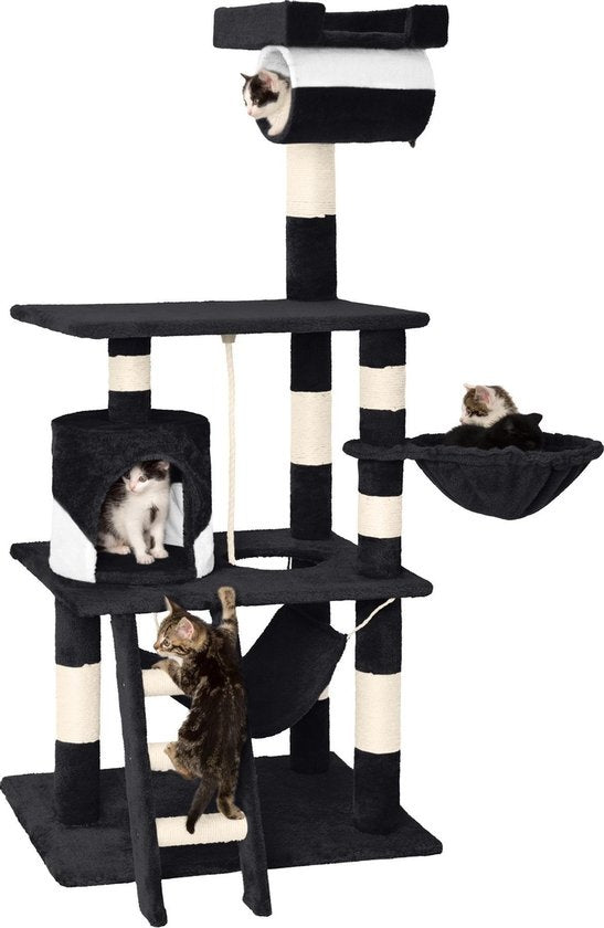 tectake Stokely Kratzbaum - 141 cm - Schwarz/Weiß