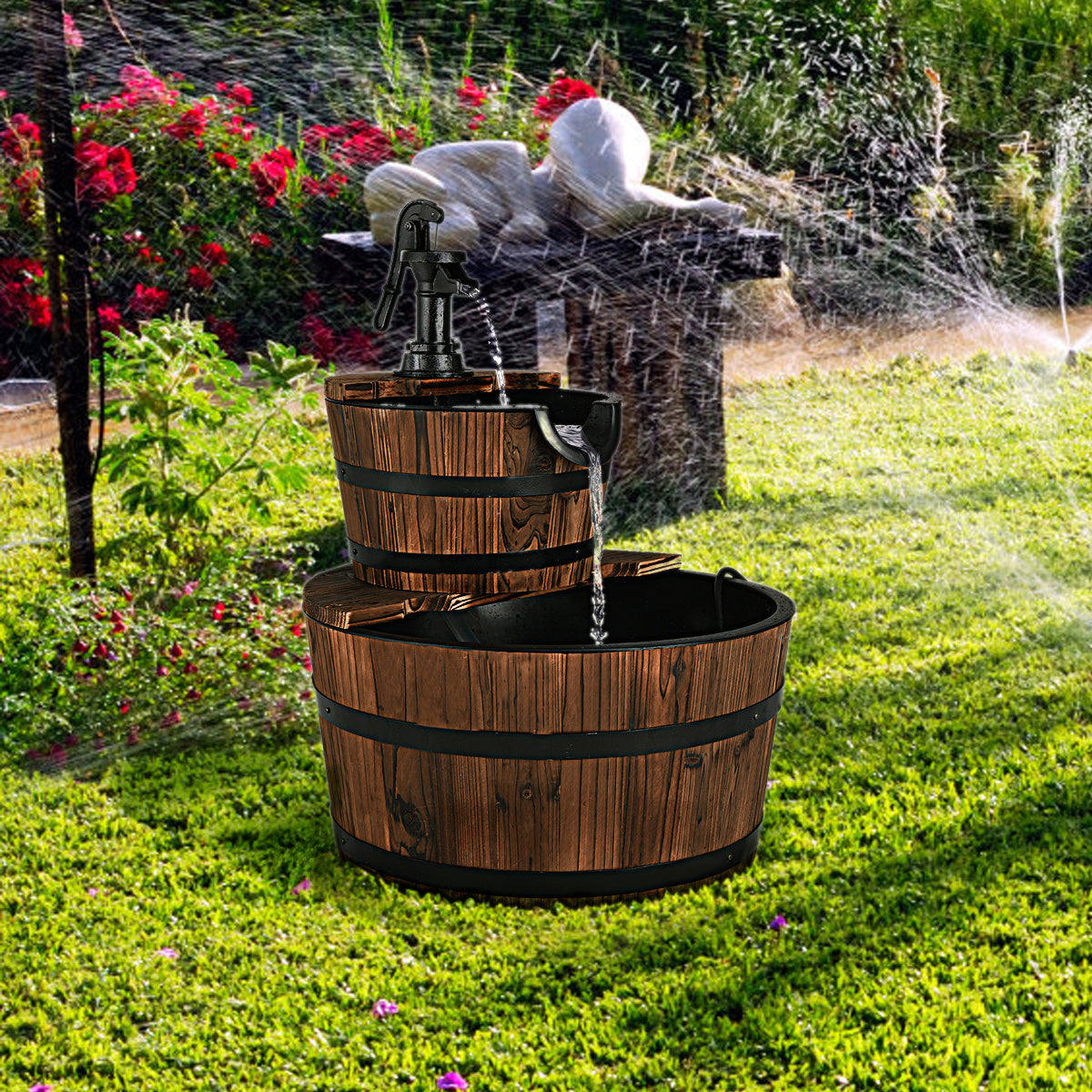 Coast Holzbrunnen mit Wasserpumpe - Ã˜ 44,5cm