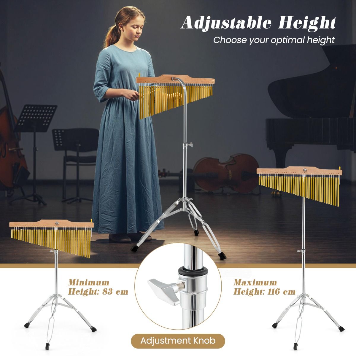 Coast Chimes 36 Rods Gold/Silber - 61 x 61 x 83-116 cm - Mit verstellbarem Ständer und Tragetasche