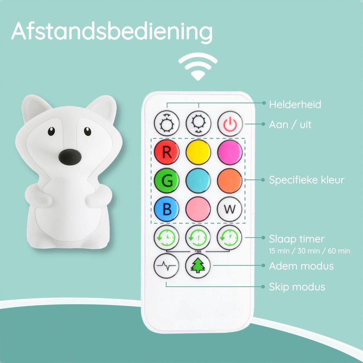 Sleepy Friends Kinder-Nachtlicht Fuchs - USB aufladbar und dimmbar - 8 Farben - 95x97x100 mm - Weiches Silikon-Nachtlicht für Babyzimmer und Kinderzimmer