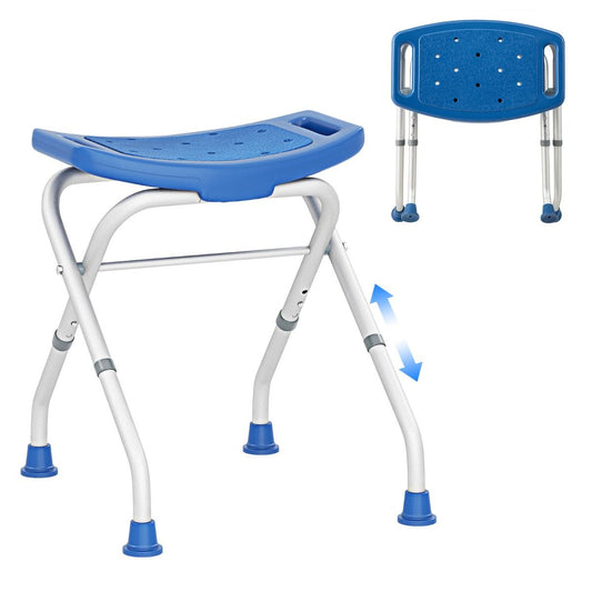 Coast Höhenverstellbarer Duschstuhl mit rutschfesten Gummifüßen - Sicheres und bequemes Duschen - 53 x 50 x 52,5 cm - Blau