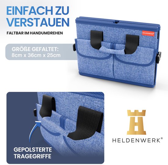 HELDENWERK Premium-Kofferraum-Organizer mit Deckel, stabil & rutschfest - Faltbare Kofferraumtasche, groß mit doppeltem Boden - Kofferraumbox, Kofferraum-Organizer-Box