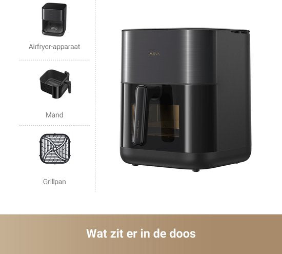 MOVA Tech AeroChef FD10 Pro 6 l, freistehend, 1800 W, Heißluftfritteuse, schwarz