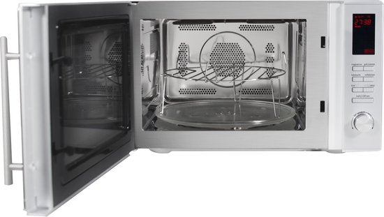 Inventum MN305C - Freistehende Kombi-Mikrowelle - Heißluftofen - Grill - 30 Liter - 900 Watt - 10 Garprogramme - Edelstahl/Schwarz