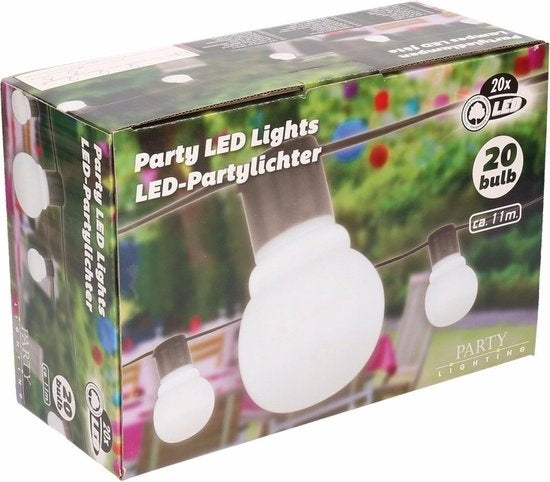 Party Lightning Partylichter - Gartenlichter - Kugeln 4,5cm Durchmesser - Weiß - 20 LED - 11 Meter