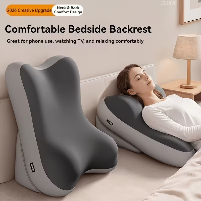 Elhive Verstellbares Rückenstützkissen – Ergonomischer Memory-Schaum – Bettkissen mit Beinstütze