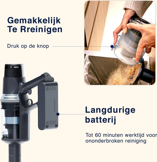 Staubsauger CleanDetect 450W - Dustbuster - Kabellos - 4 Aufsätze - Staubsauger - Beutellos auf Batterie - Samako