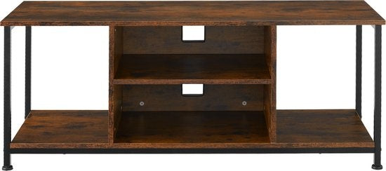 tectake - TV-meubel met 4 open vakken en verstelbare plank - industrieel donkerbruin - afm. 120 x 40 x 50,5 cm - 404644