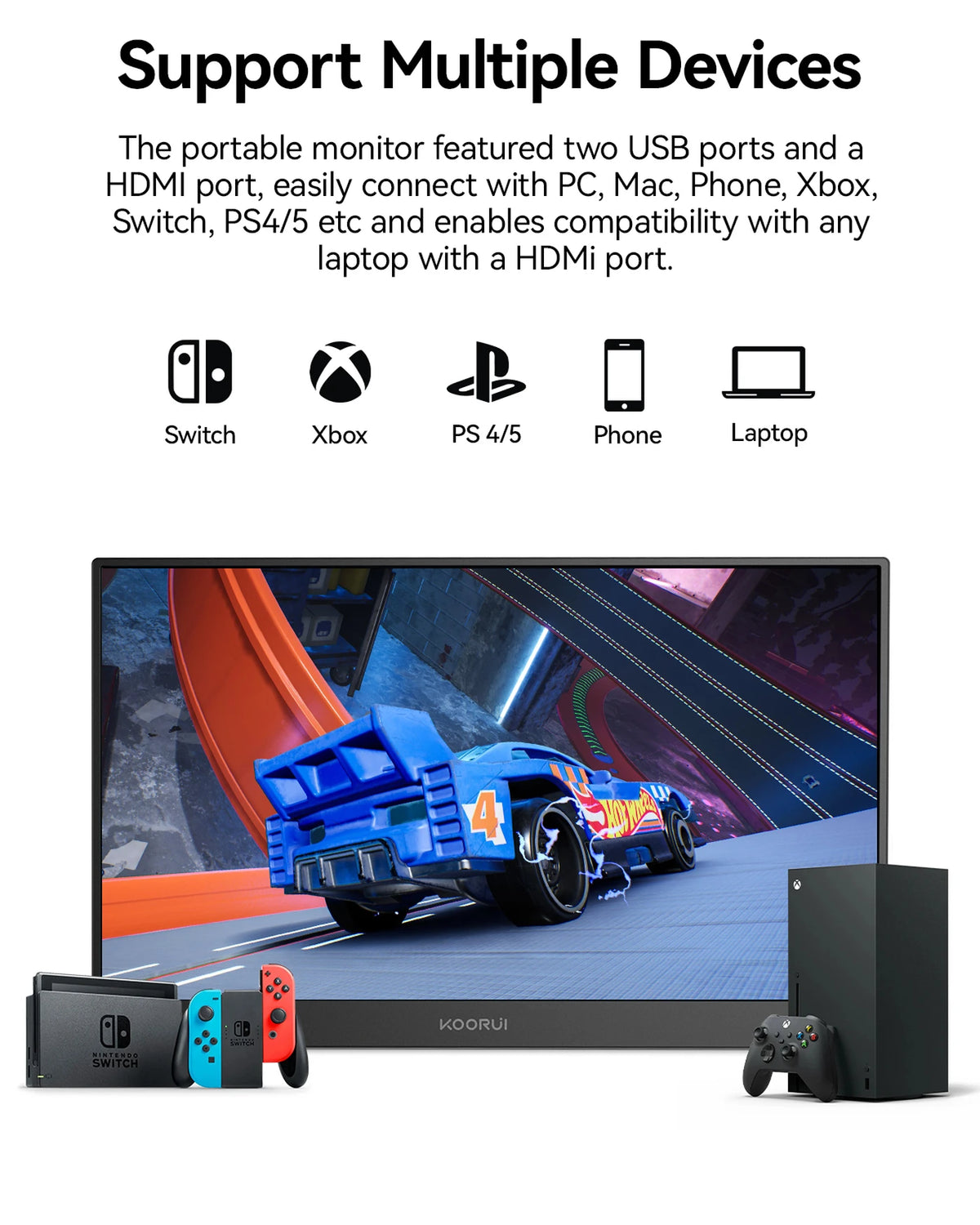KOORUI E1511A tragbarer Monitor – 15,6 Zoll – IPS FHD – 60 Hz – Schwarz