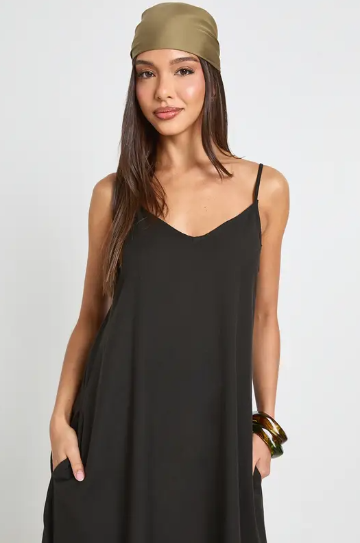 Maxikleid im Leinen-Look mit Volant am Saum – Größe 36