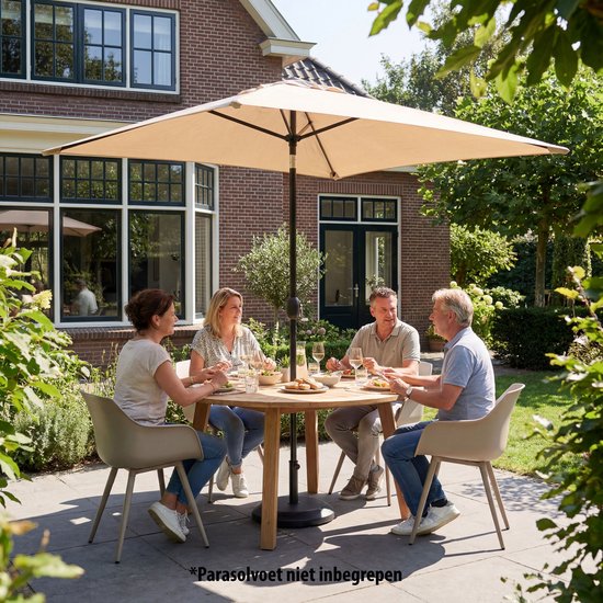Tristar Stabsonnenschirm – quadratisch – 200 x 200 cm – Balkon & Garten – neigbar – inkl. Schutzhülle – PA-7902 – Beige