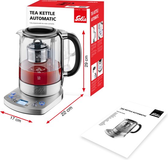 Solis Tea Kettle Automatic 5518 – Wasserkocher mit Temperaturregelung – Teekocher – Silber