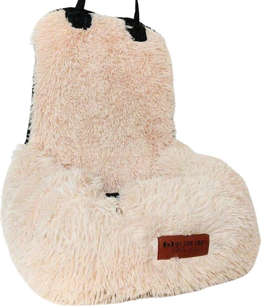 By Cee Cee Autositz Hund Deluxe - Hundekorb Auto mit Sicherheitsgurt - Autokorb Hund - Hundesitz - Autositz - Beige - Beifahrersitz