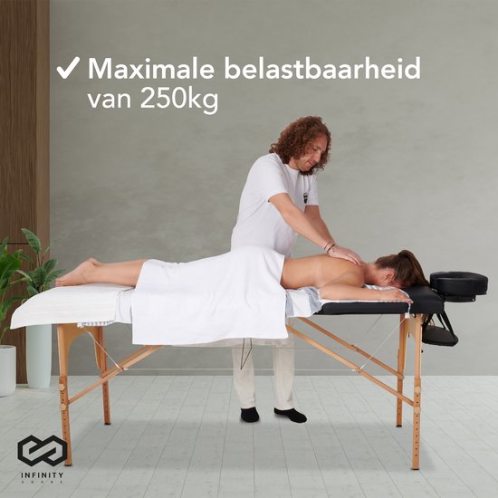 Infinity Goods Massagetisch - klappbar - 250KG Kapazität - 8 Höhenständer - inkl. Aufbewahrungstasche - Behandlungstisch - Schwarz