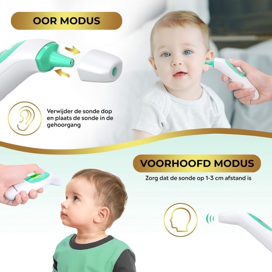 MostEssential Premium Fieberthermometer - Ohrthermometer - Infrarotthermometer - Stirnthermometer - Körperthermometer - Fieberthermometer für Erwachsene, Kinder und Babys - berührungslos - 20M