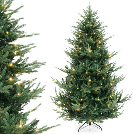 Coast Künstlicher Weihnachtsbaum 210 cm - Vorbeleuchtet mit warmweißen LEDs - Aufklappbar - Grün - Ø124 cm