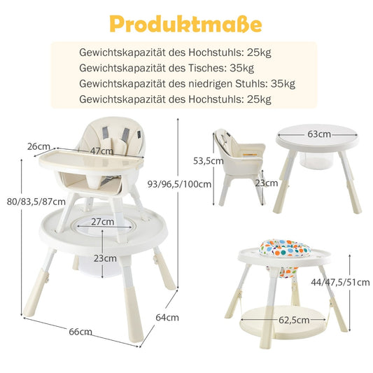 Coast höhenverstellbarer 6-in-1-Babyhochstuhl Beige Hochstuhl & Essenstuhl & Children's Seat Group