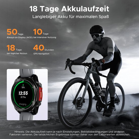 DOOGEE Anywise W1 Pro – Militär-Smartwatch – KI-Sprachsteuerung – 5 ATM – Dual-Band-GPS – Offline-Karten – 170 Sportmodi – 1,43 Zoll AMOLED – Fitness-Tracker – Anrufe tätigen und empfangen – 18 Tage besonders lange Akkulaufzeit – Taschenlampe – Kompatibel