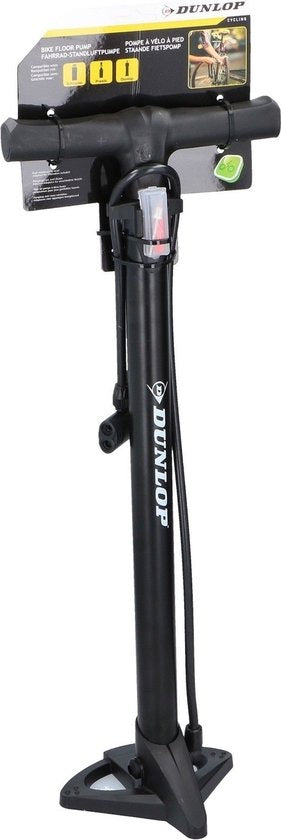 Dunlop Fahrradpumpe - Presta/ Dunlop/ Schrader - mit 2 Adaptern - Standpumpe - 62,5 cm hoch