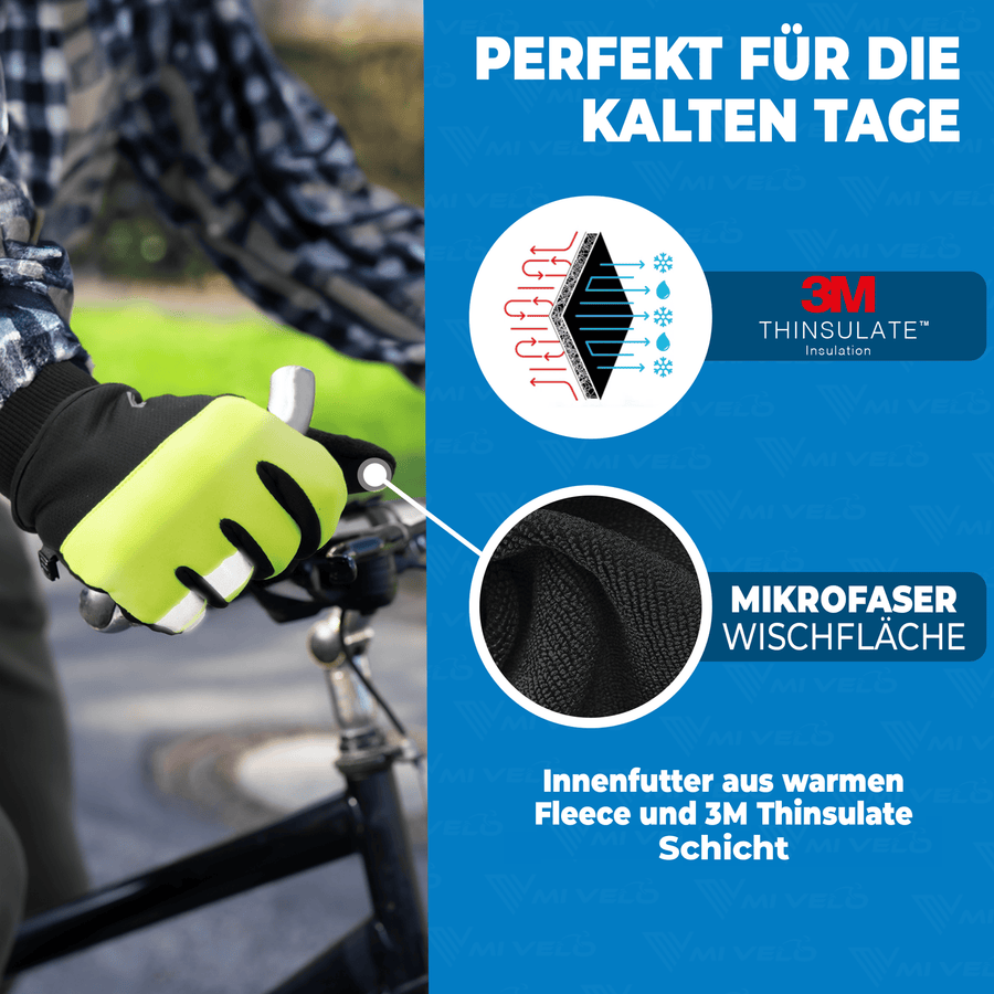 MIVELO THERMO-FIT Winterhandschuhe - Thermofleece & 3M Thinsulate - Gelb - Unisex - Größe XL