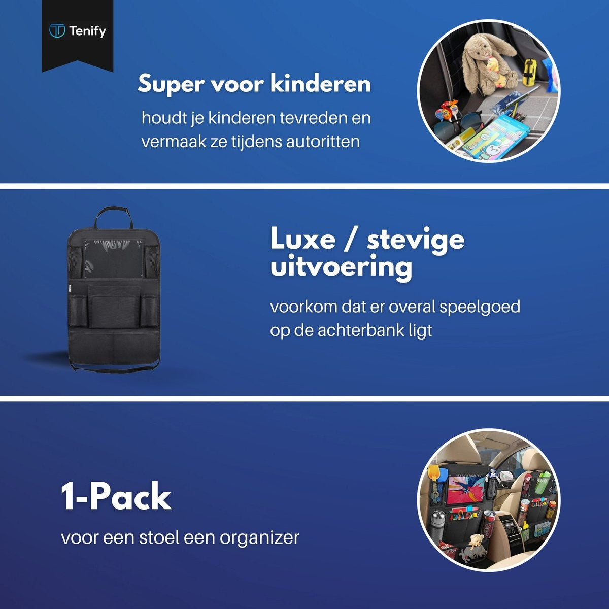 Premium Luxury & Sturdy Car Organizer mit Tablet-Halterung - 1 Stück - Extra Storage - Protector - Autositz - Zubehör