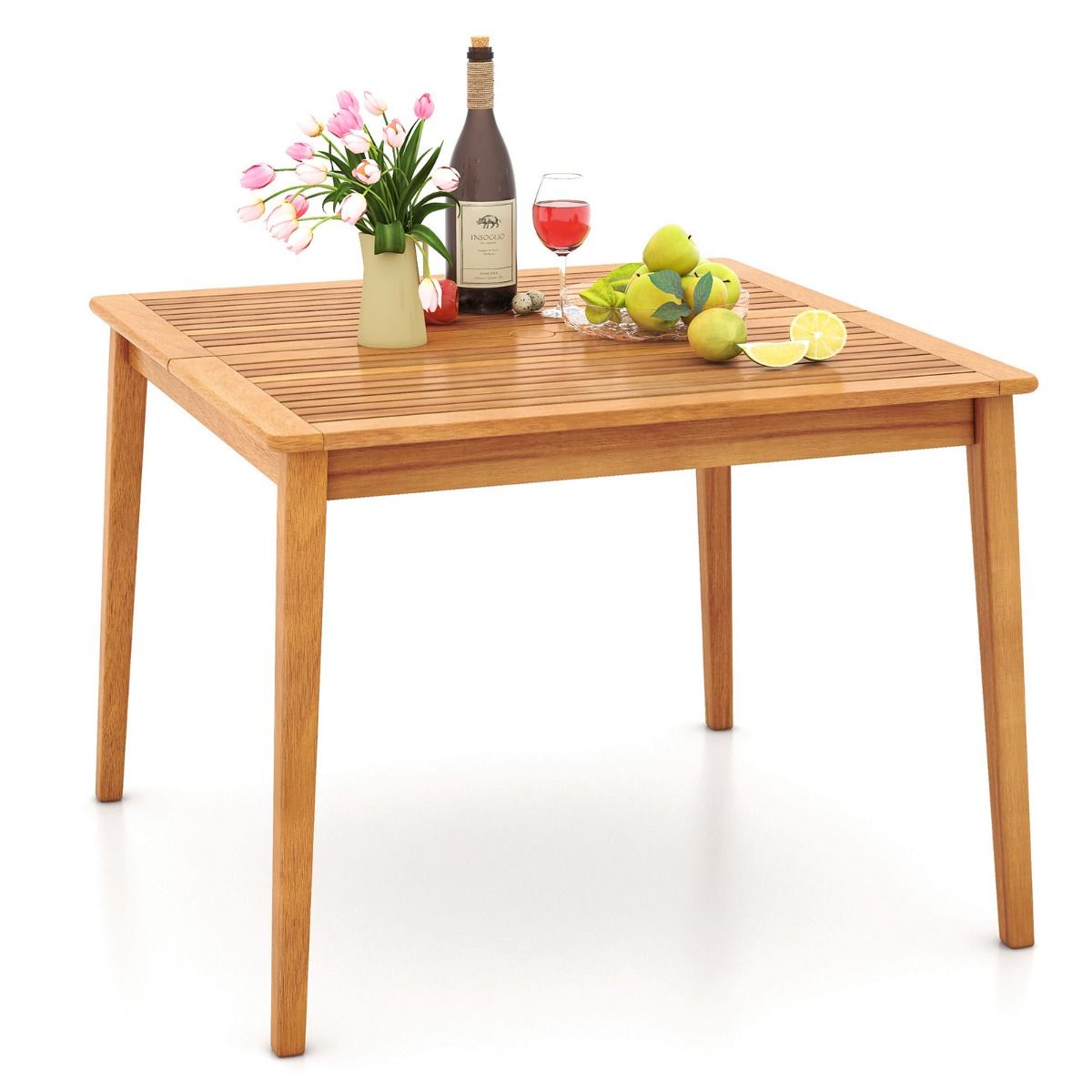 Coast Gartentisch aus Akazienholz – quadratisch – mit Sonnenschirmloch – naturbelassen – 100 x 100 cm
