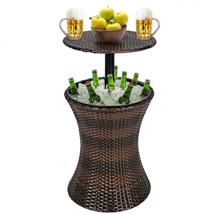 Coast Bartisch mit Kühlbox - höhenverstellbar - 49 x 49 x 82 cm - Braun