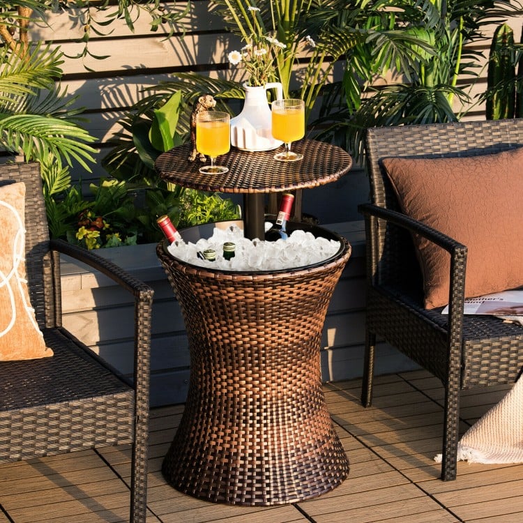 Coast Bartisch mit Kühlbox - höhenverstellbar - 49 x 49 x 82 cm - Braun