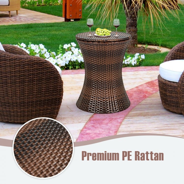 Coast Bartisch mit Kühlbox - höhenverstellbar - 49 x 49 x 82 cm - Braun