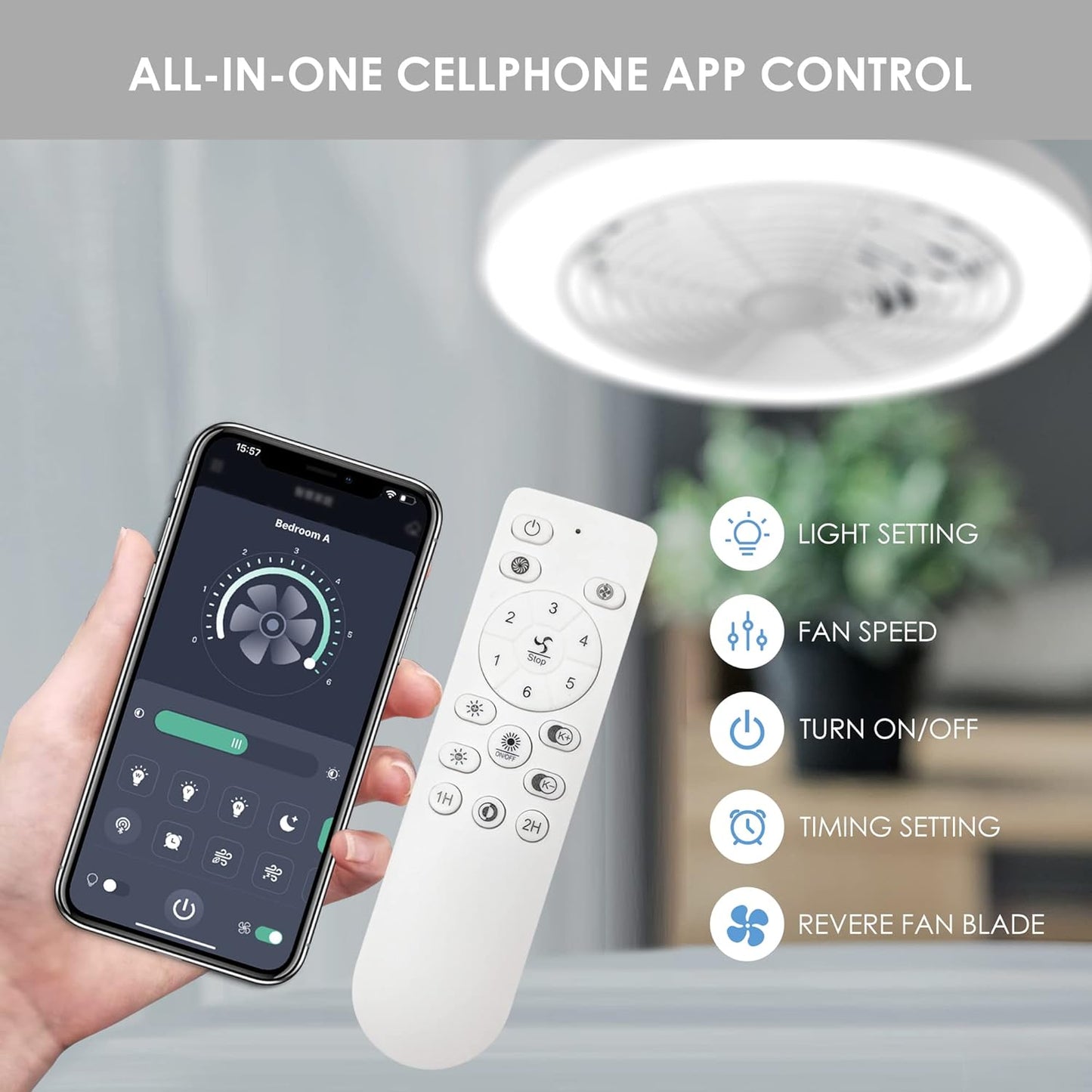 Orison Low Profile-Deckenventilator 52x52x21 cm - Weiß - Geräuschloser Betrieb