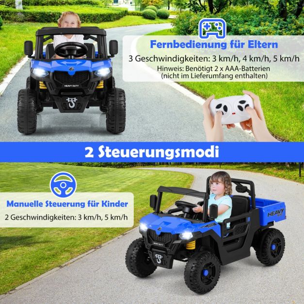 Coast Electric Child Car 12V - Kippauto mit Fernbedienung 106 x 60 x 59 cm - Dunkelblau