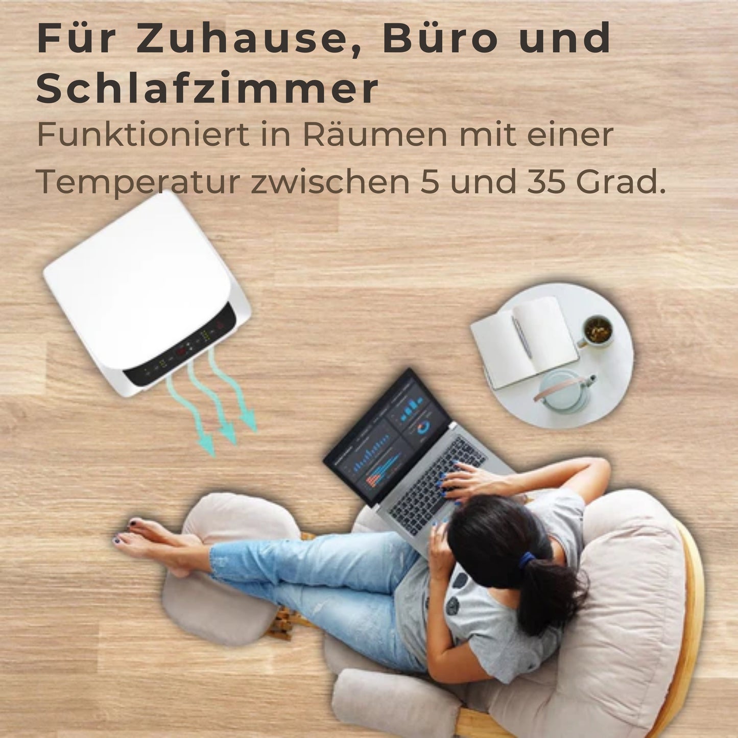Auronic Mobile Klimaanlage - 4 Stufen - Mit Fernbedienung und Fensterdichtungssatz - Für 15-35 m2 - Weiß