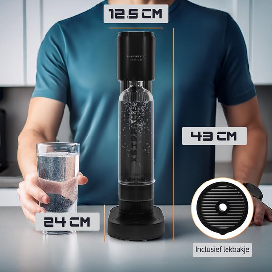 JAP Appliances XStream - Sprudelmaschine - PET-Flasche (1 Liter) für Soda-Maker - (nur für Schraubflasche geeignet) - Co2-Flasche nicht enthalten - Schwarz