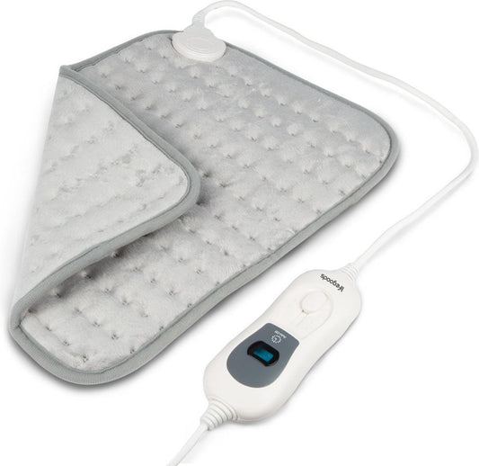 LifeGoods Wärmekissen - Elektrisch - 40x30cm - Nacken und Schultern - Waschbar - Grau