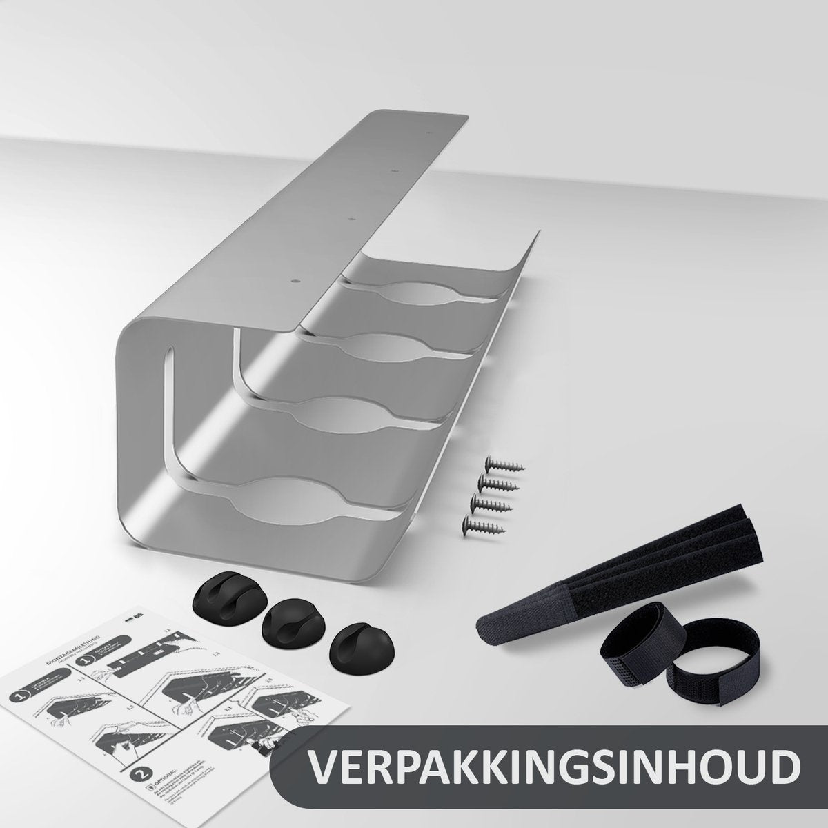 Stilemo Cable Tray Desk - Kabelhalter 43 CM - Kabelorganisator 5 KG Tragkraft - Grau