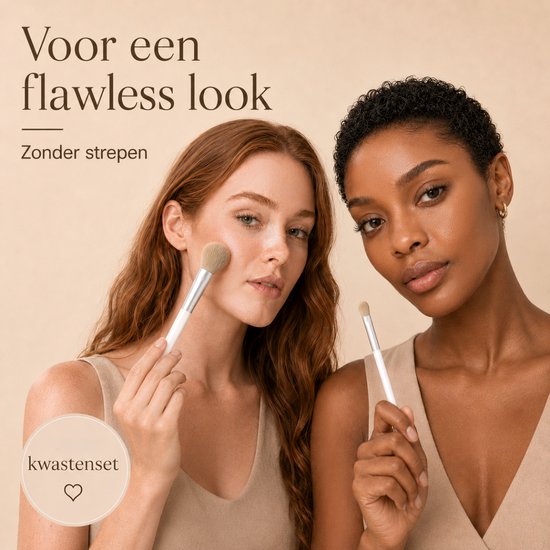 Vaive Make-up-Pinsel-Set, 9-teilig – vegane Pinsel – Pinsel für Foundation, Lidschatten, Rouge, Kabuki und Bronzer – mit Etui – Weiß