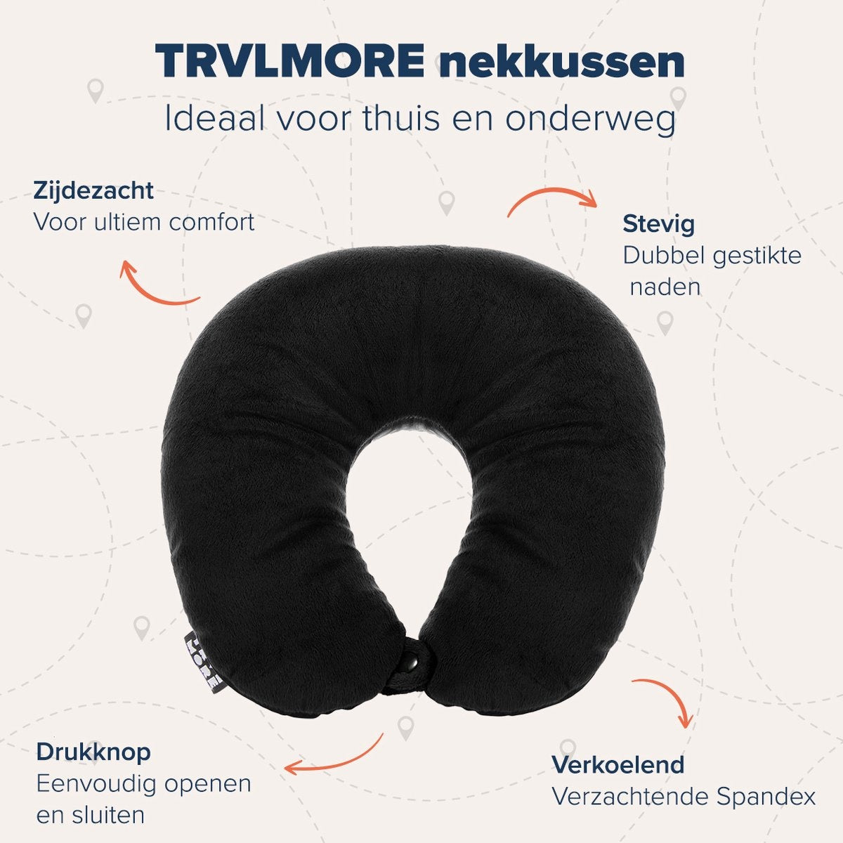 TRVLMORE Reisekissen - U-förmiges Nackenkissen - Schwarz