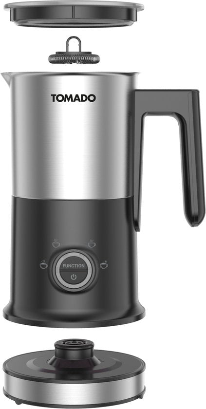 Tomado TMF2401S - Elektrischer Milchaufschäumer - Heißes und kaltes Aufschäumen - Erhitzen - Cappuccinozubereitung - PFAS frei - Edelstahl