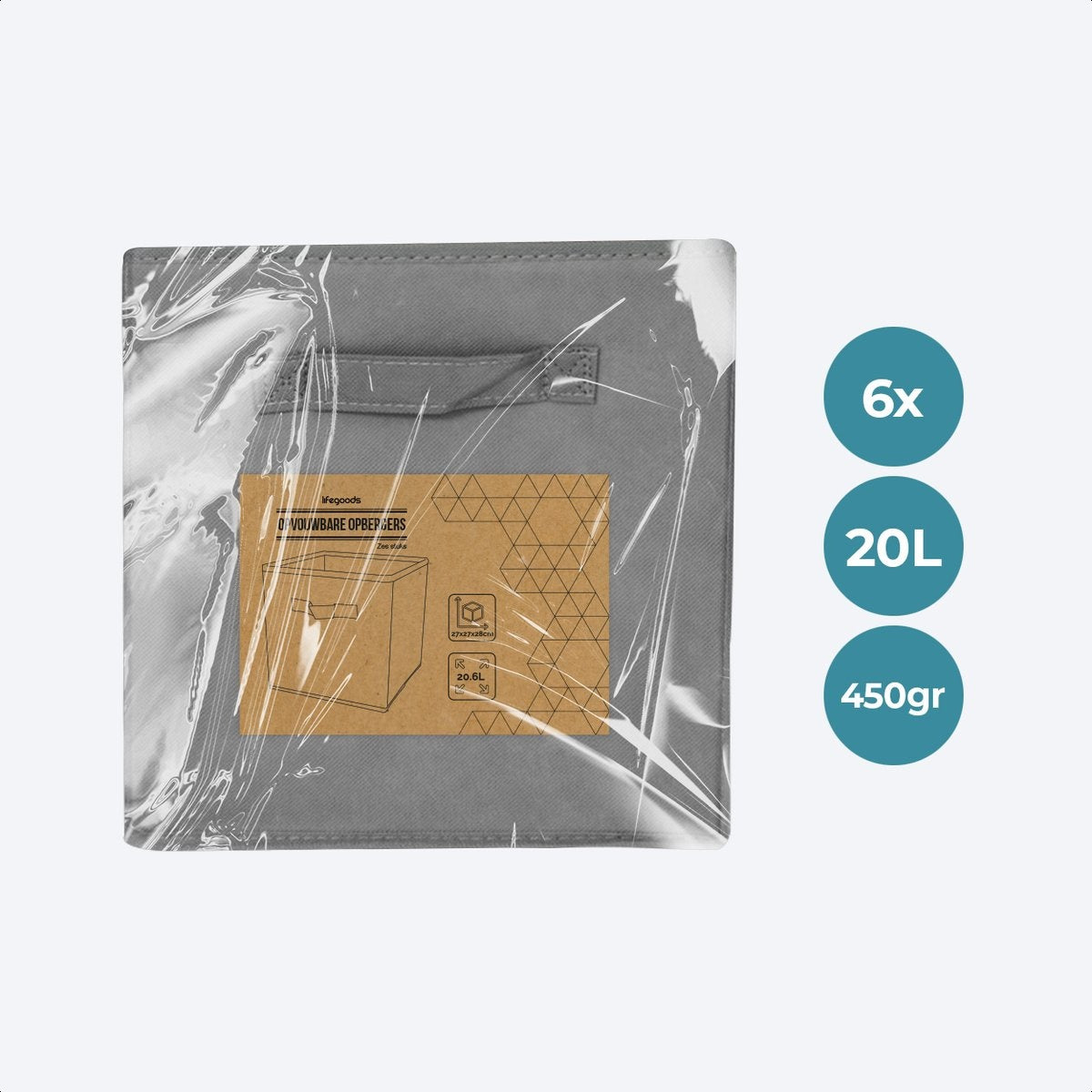 LifeGoods Kleiderschrank-Organisatoren - 6 Stück - 20L - Textil - Grau