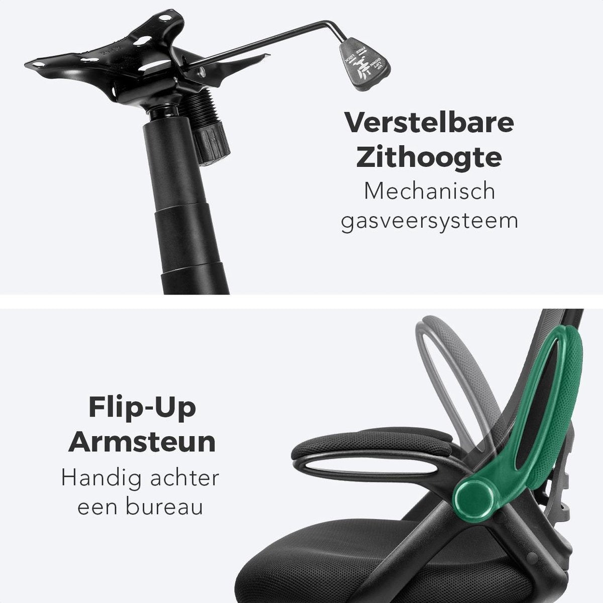 LifeGoods Ergonomischer Bürostuhl - Schreibtischstuhl - Verstellbar - Erwachsene - Schwarz