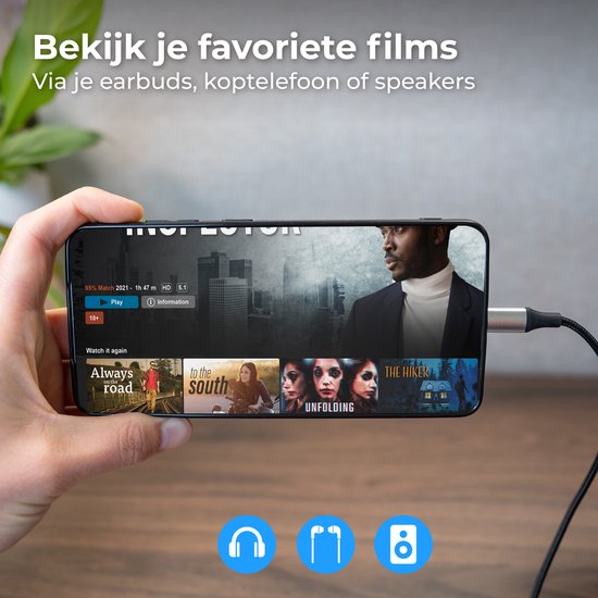Nuvance AUX-zu-USB-C-Kabel – AUX-Kabel mit USB-C-Anschluss – 1 Meter – USB-C-zu-AUX – geflochtenes Nylon – USB-C-AUX – USB-C-zu-Klinkenstecker