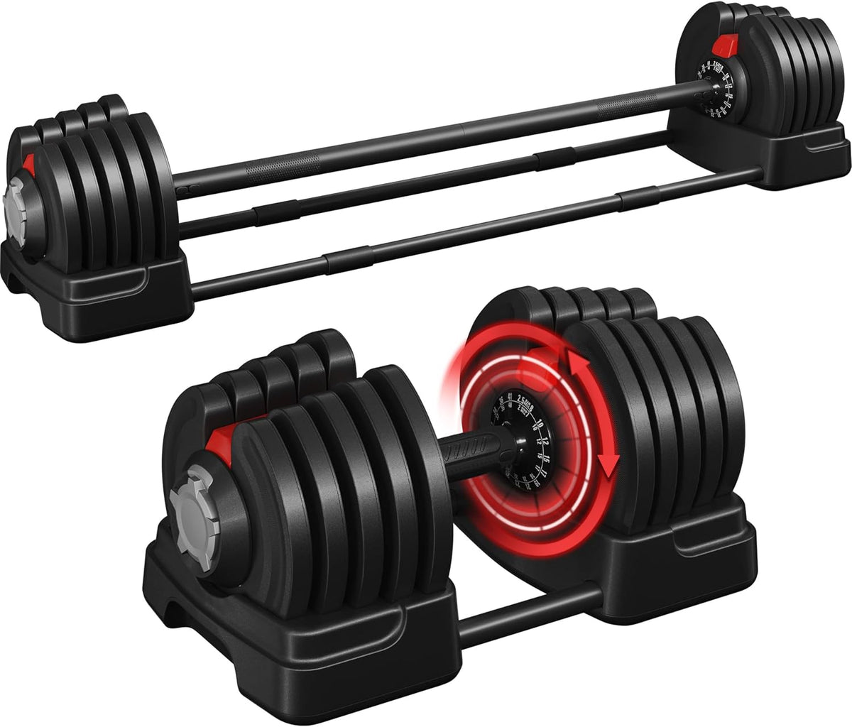 Yaheetech 2-in-1 verstellbares Hantelset 2–40 kg – Kurzhantel und Langhantel – Schwarz